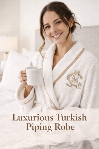Plush Robe with Piping, Made in Turkey