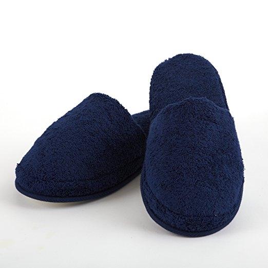 Turkish Terry Slippers, Medium and Large, White, Navy, Pink, Lavender, Steel, Black, Charcoal, Aqua, Burgundy - Soft & Plush Comfortable Lounging - www.towel.com
