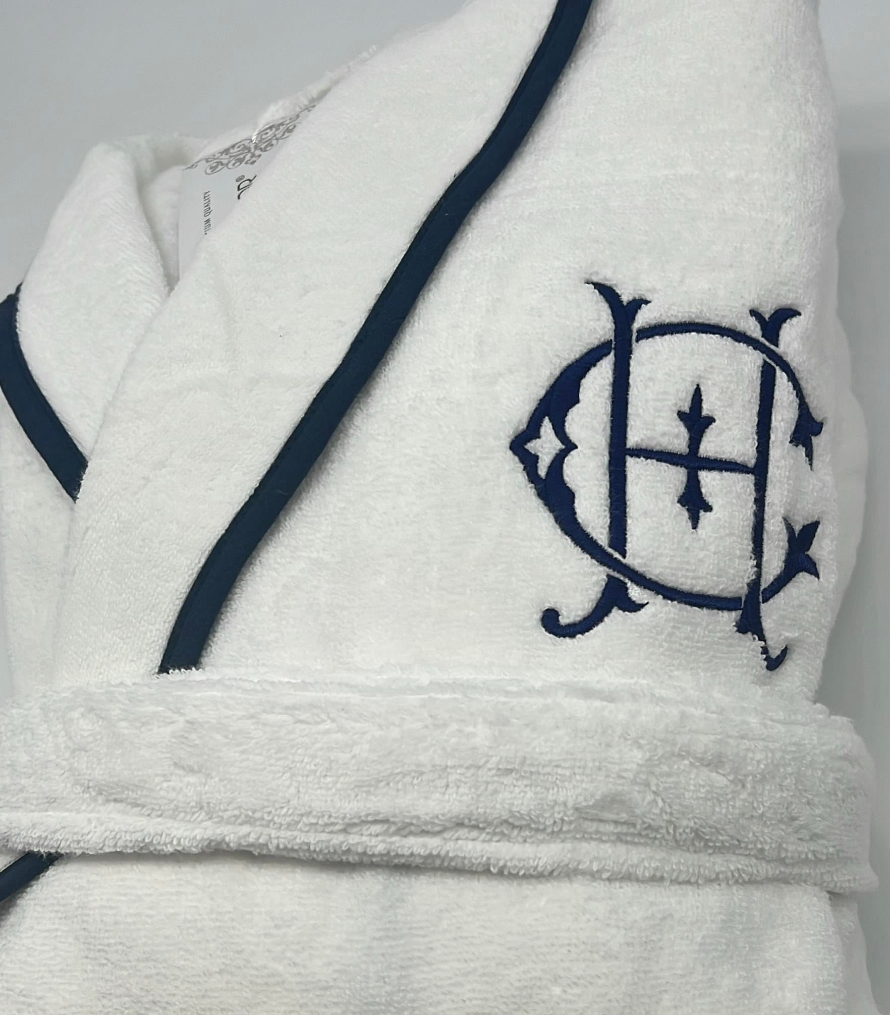 Turkish Personalized Plush Robe with Piping, Made in Turkey