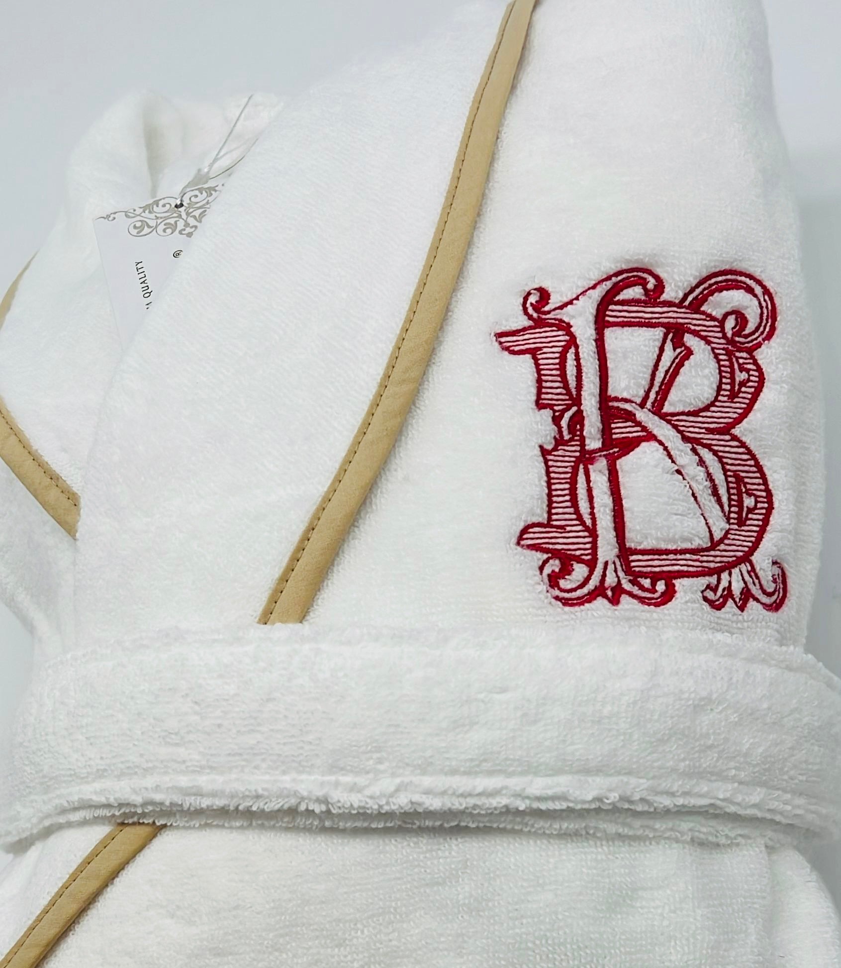 Turkish Personalized Plush Robe with Piping, Made in Turkey