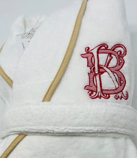 Turkish Personalized Plush Robe with Piping, Made in Turkey