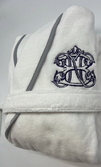 Turkish Personalized Plush Robe with Piping, Made in Turkey