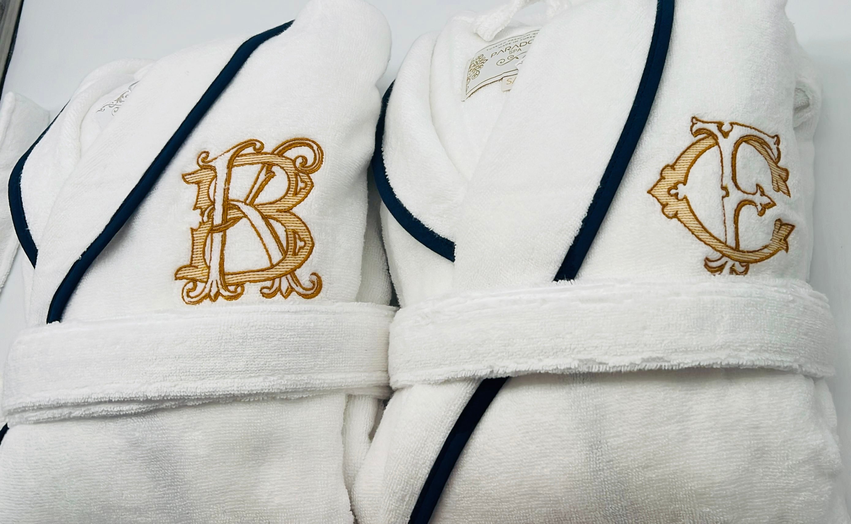 Turkish Personalized Plush Robe with Piping, Made in Turkey