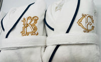 Turkish Personalized Plush Robe with Piping, Made in Turkey