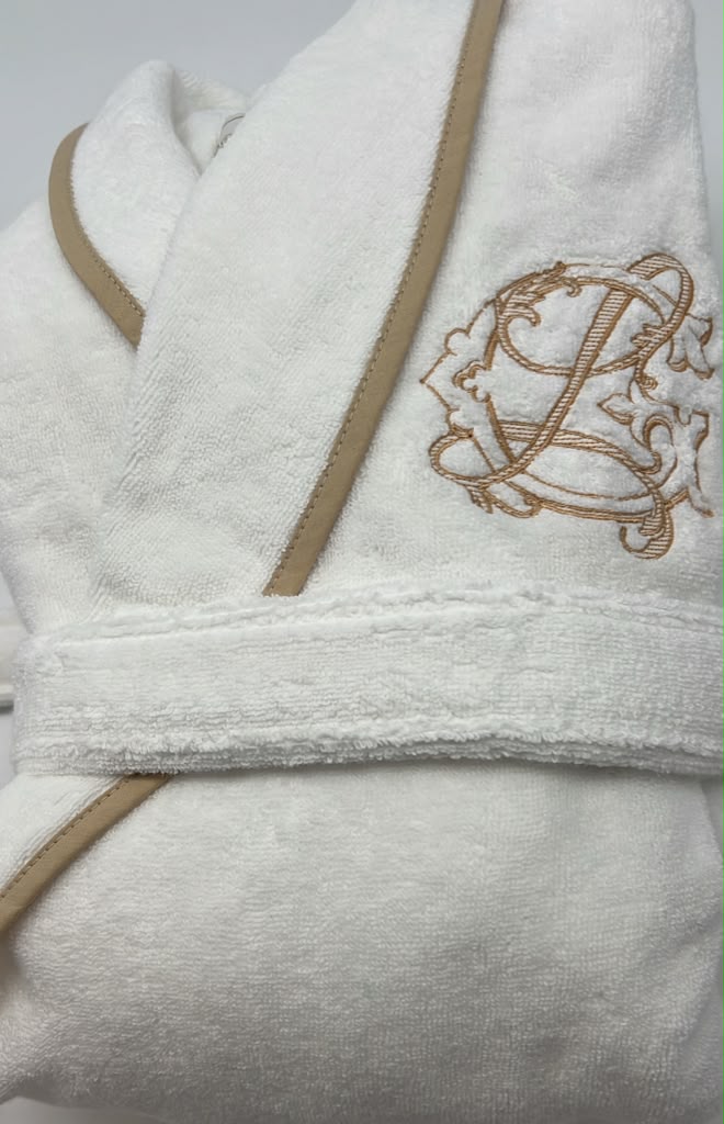 Turkish Personalized Plush Robe with Piping, Made in Turkey