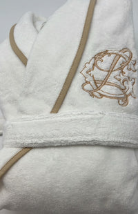 Turkish Personalized Plush Robe with Piping, Made in Turkey