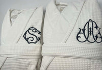 Waffle Terry Embroidered Spa Robe, Made in Turkey