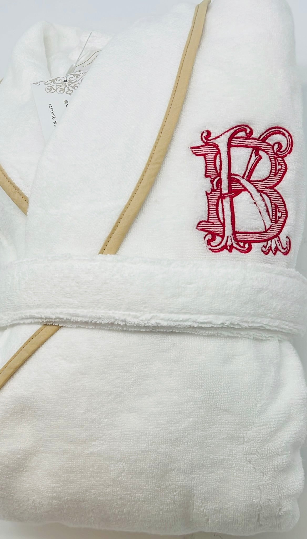 Turkish Personalized Plush Robe with Piping, Made in Turkey