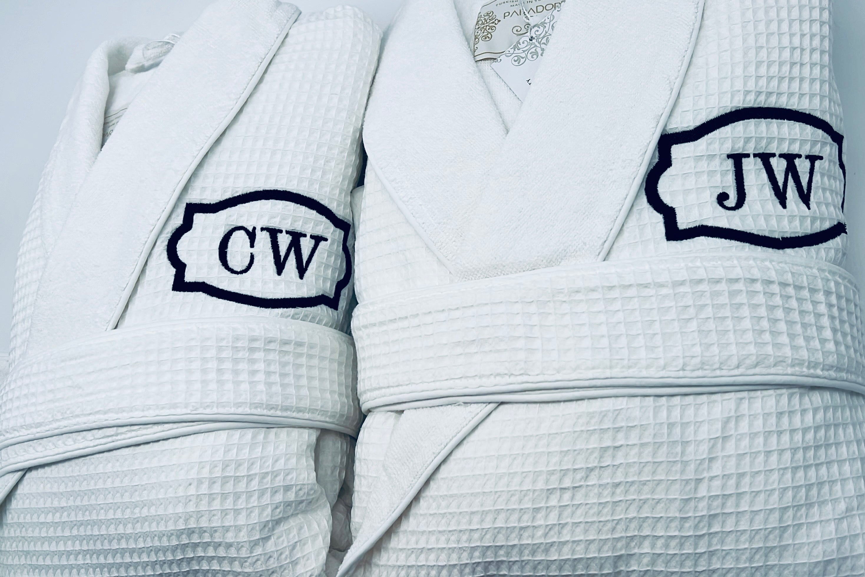 Waffle Terry Embroidered Spa Robe, Made in Turkey
