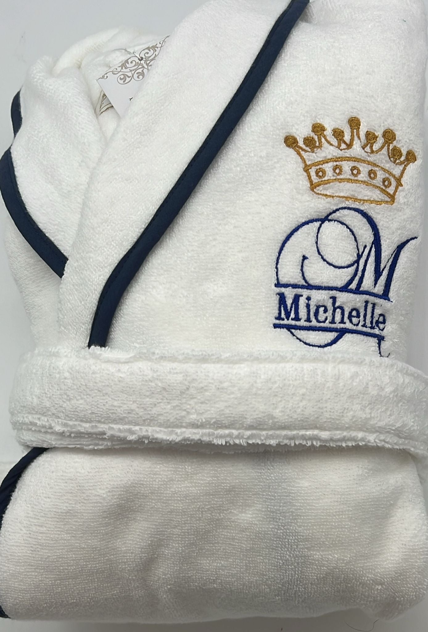Turkish Personalized Plush Robe with Piping, Made in Turkey