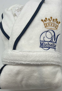 Turkish Personalized Plush Robe with Piping, Made in Turkey