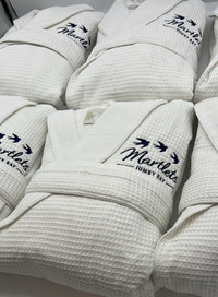 Waffle Terry Embroidered Spa Robe, Made in Turkey