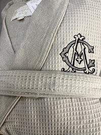 Waffle Terry Embroidered Spa Robe, Made in Turkey