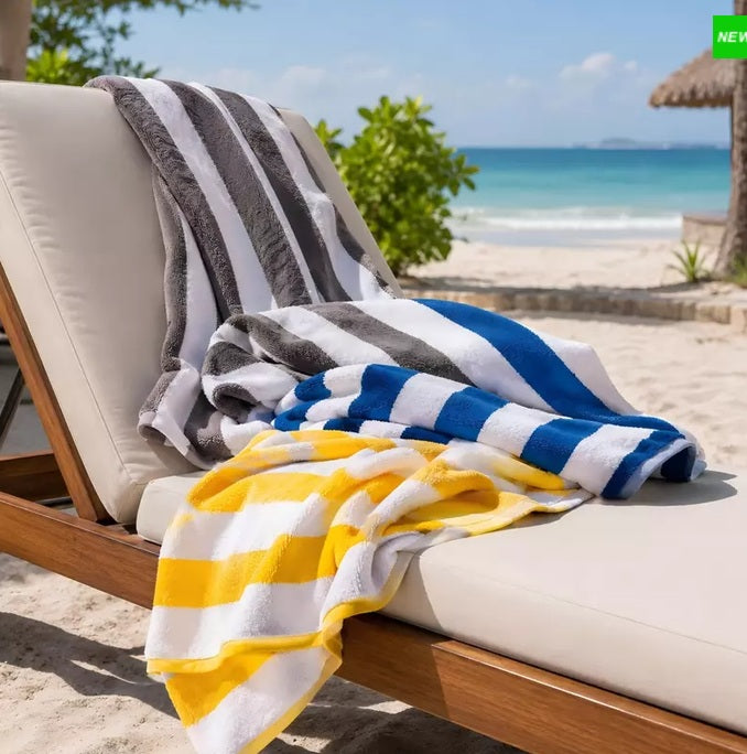 100% Cotton Striped Cabana Beach Towel – Custom Hospitality Collection