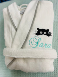 Turkish Personalized Plush Robe with Piping, Made in Turkey