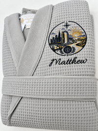 Waffle Terry Embroidered Spa Robe, Made in Turkey