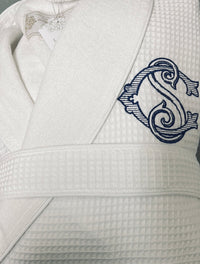 Waffle Terry Embroidered Spa Robe, Made in Turkey