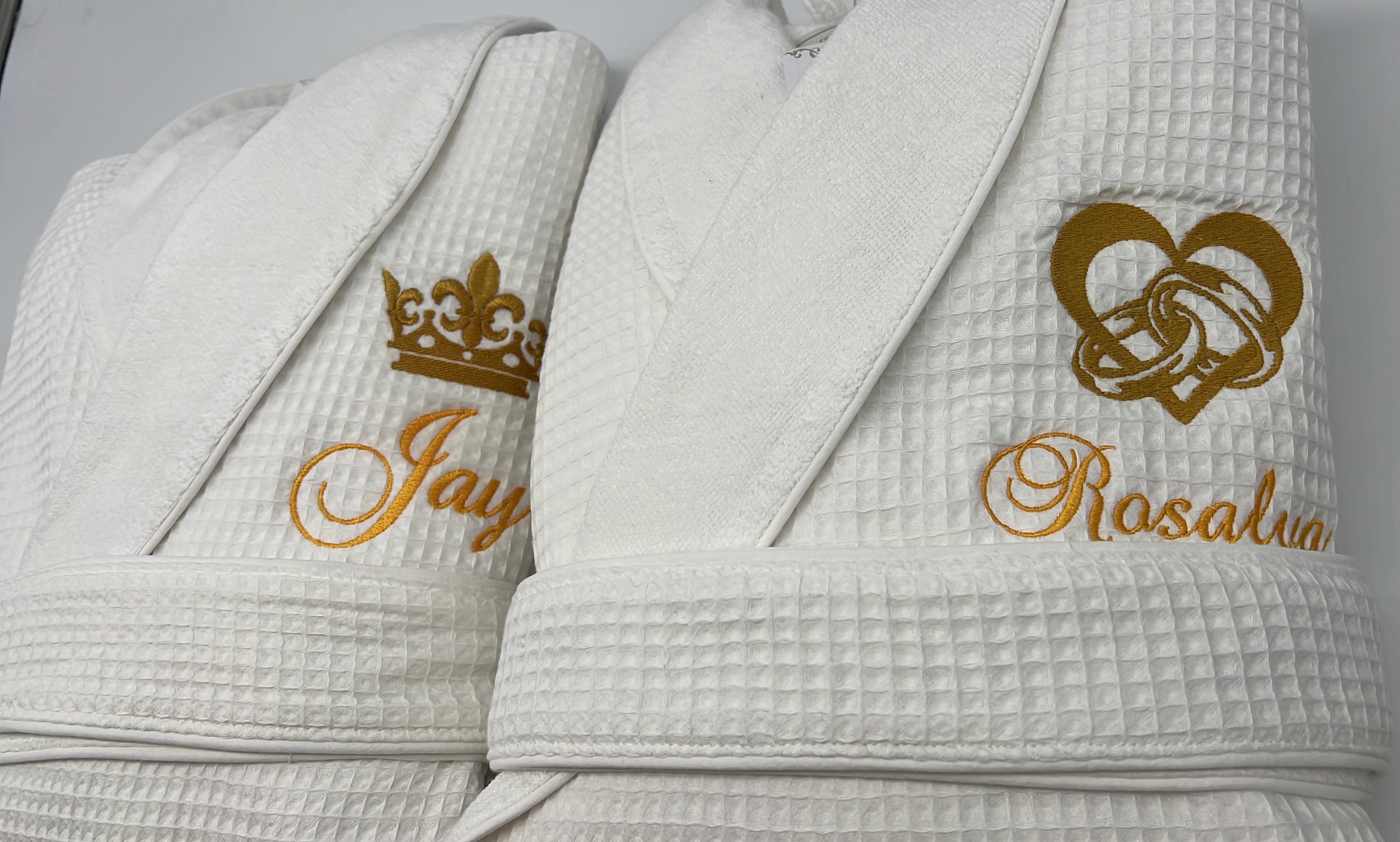 Waffle Terry Embroidered Spa Robe, Made in Turkey
