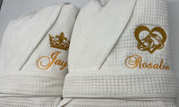 Waffle Terry Embroidered Spa Robe, Made in Turkey