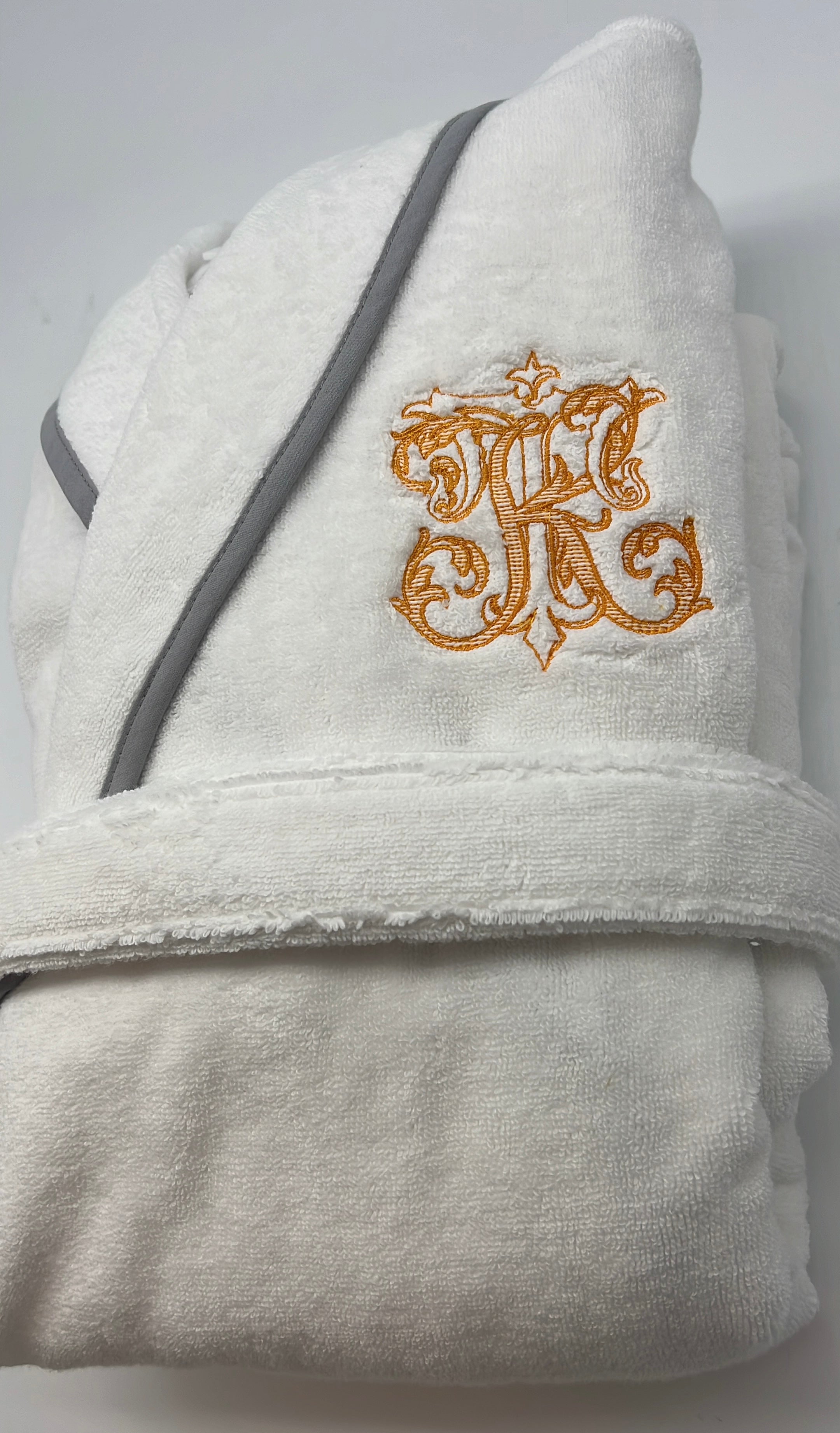 Turkish Personalized Plush Robe with Piping, Made in Turkey