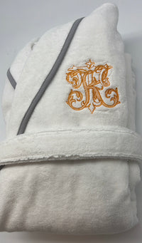 Turkish Personalized Plush Robe with Piping, Made in Turkey
