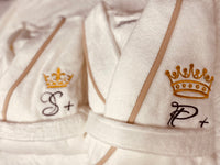 Turkish Personalized Plush Robe with Piping, Made in Turkey