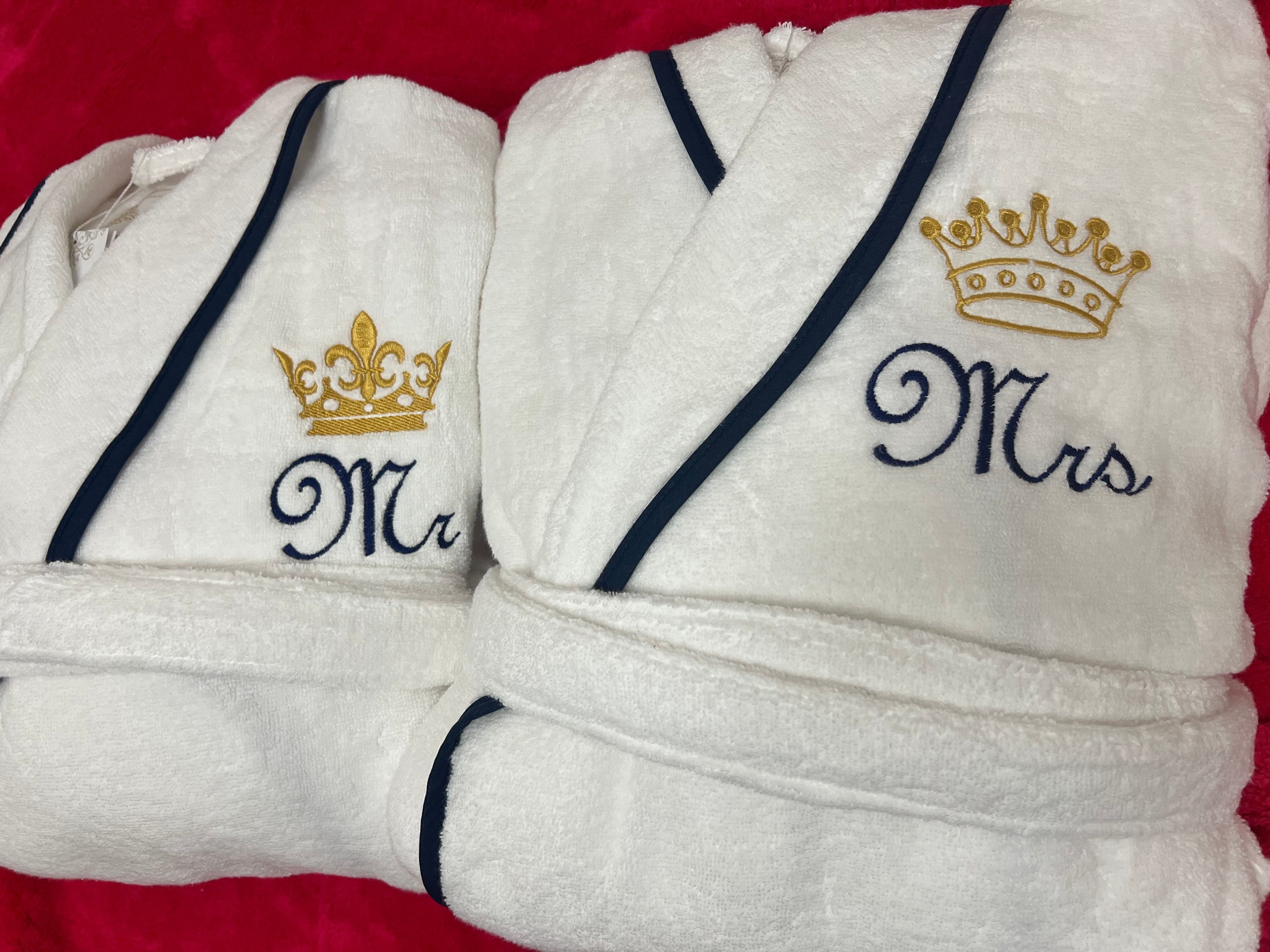 Turkish Personalized Plush Robe with Piping, Made in Turkey