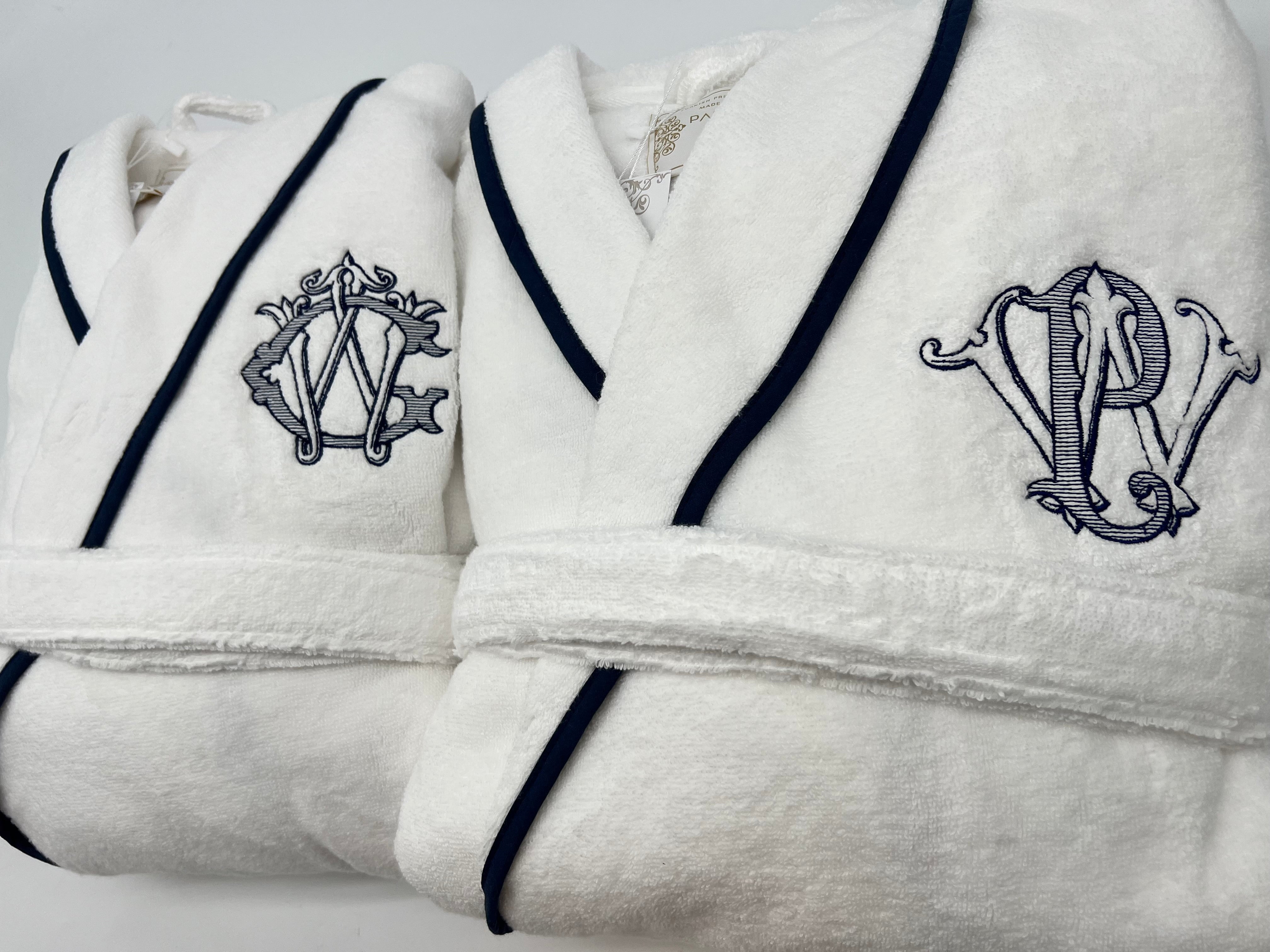 Turkish Personalized Plush Robe with Piping, Made in Turkey