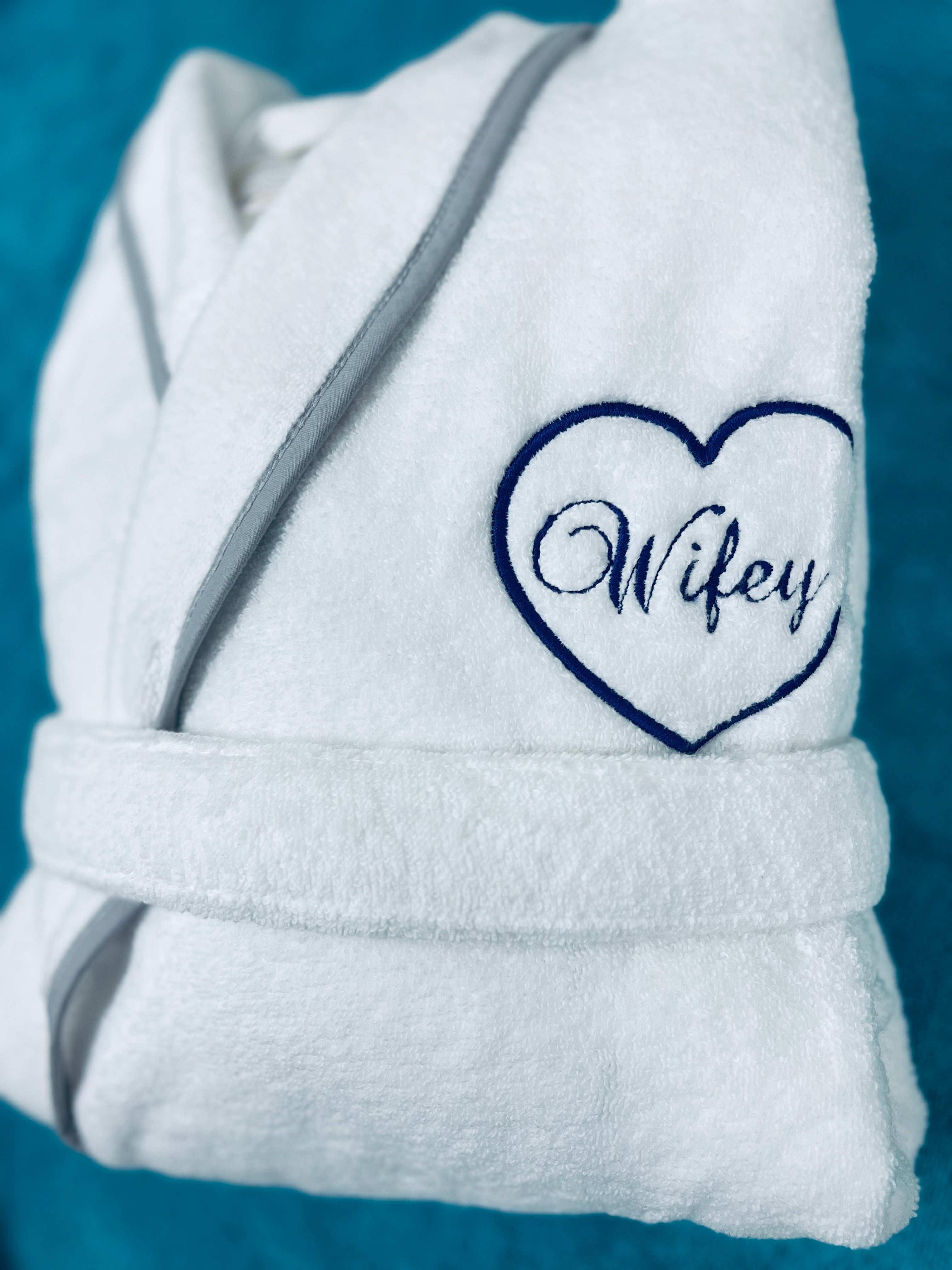 Turkish Personalized Plush Robe with Piping, Made in Turkey