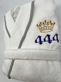 Turkish Personalized Plush Robe with Piping, Made in Turkey