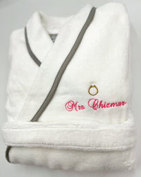 Turkish Personalized Plush Robe with Piping, Made in Turkey