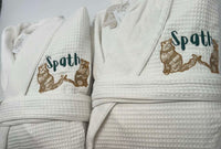 Waffle Terry Embroidered Spa Robe, Made in Turkey