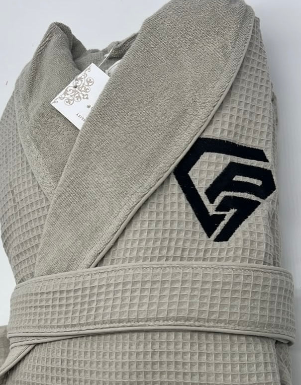 Waffle Terry Embroidered Spa Robe, Made in Turkey