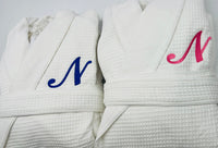 Waffle Terry Embroidered Spa Robe, Made in Turkey