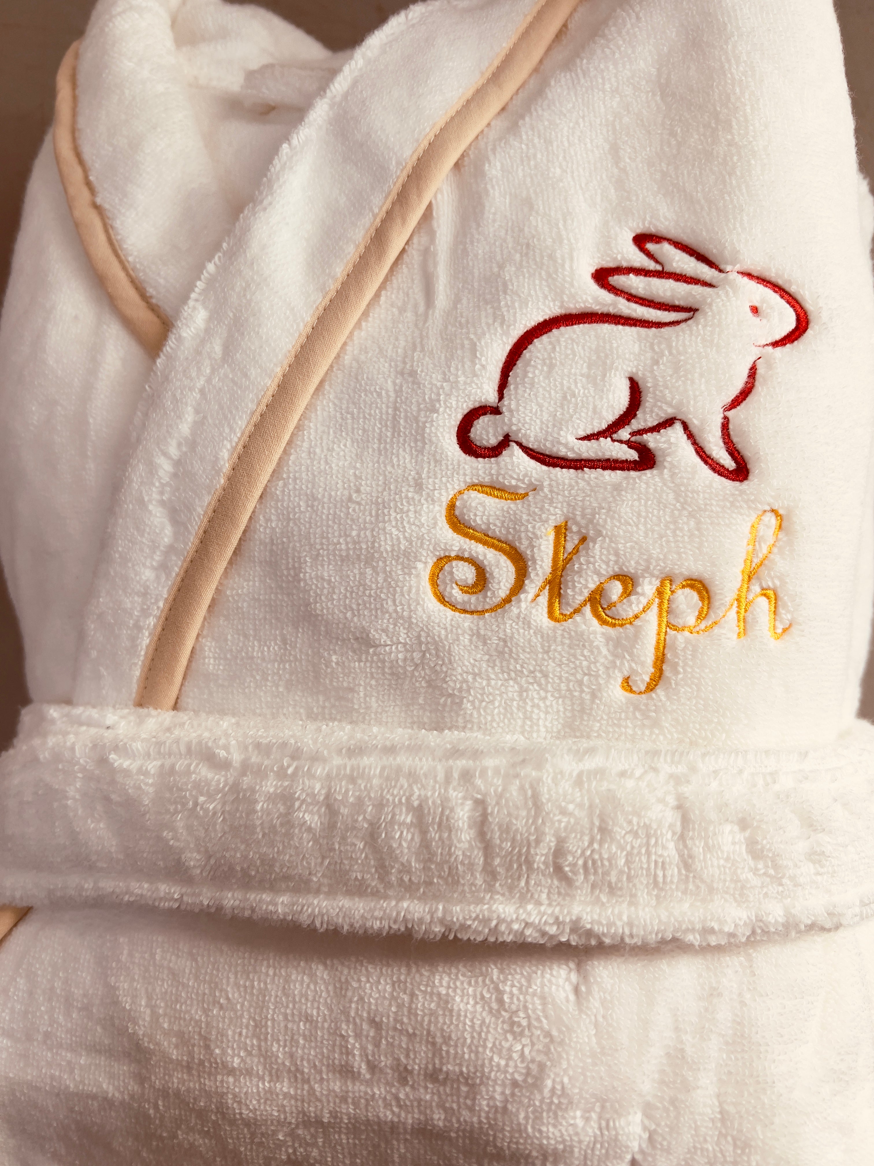 Turkish Personalized Plush Robe with Piping, Made in Turkey