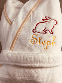 Turkish Personalized Plush Robe with Piping, Made in Turkey