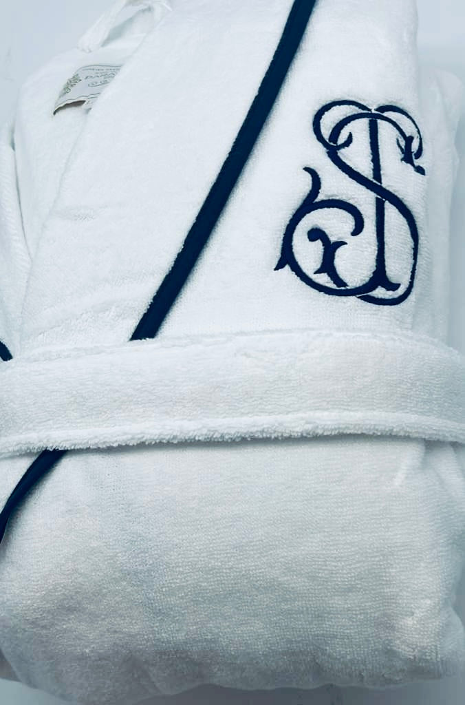 Turkish Personalized Plush Robe with Piping, Made in Turkey