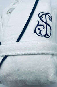 Turkish Personalized Plush Robe with Piping, Made in Turkey