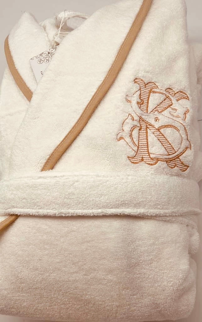 Turkish Personalized Plush Robe with Piping, Made in Turkey