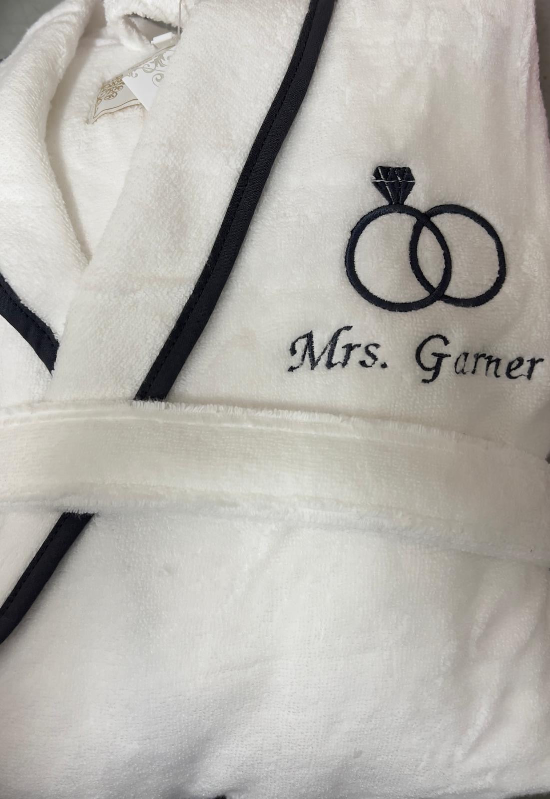 Turkish Personalized Plush Robe with Piping, Made in Turkey