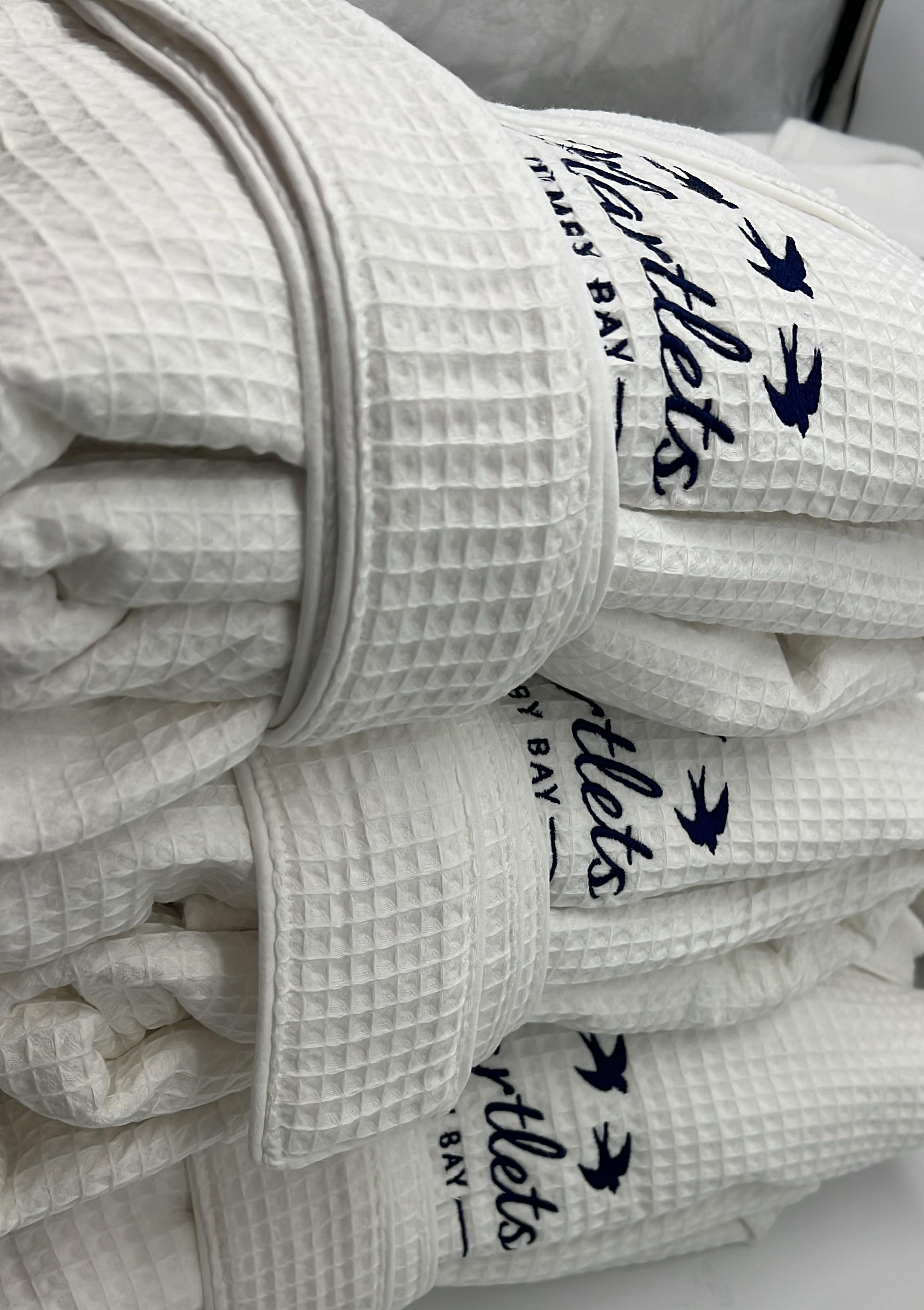 Waffle Terry Embroidered Spa Robe, Made in Turkey