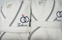 Turkish Personalized Plush Robe with Piping, Made in Turkey