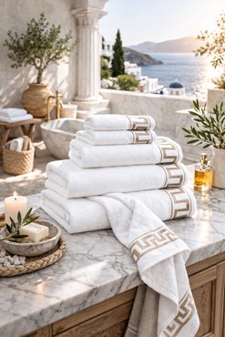 Greek Key Bath Towels