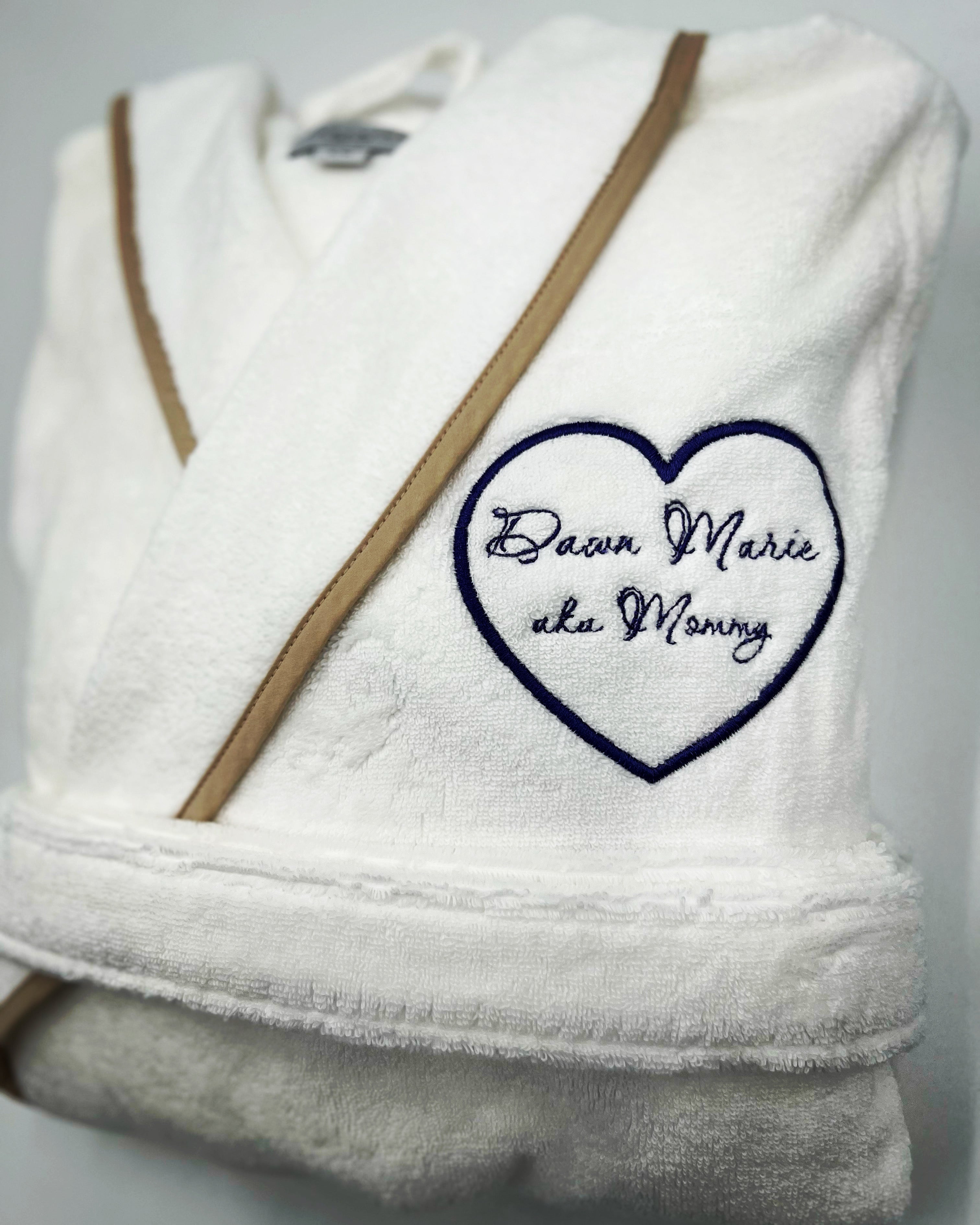 Turkish Personalized Plush Robe with Piping, Made in Turkey