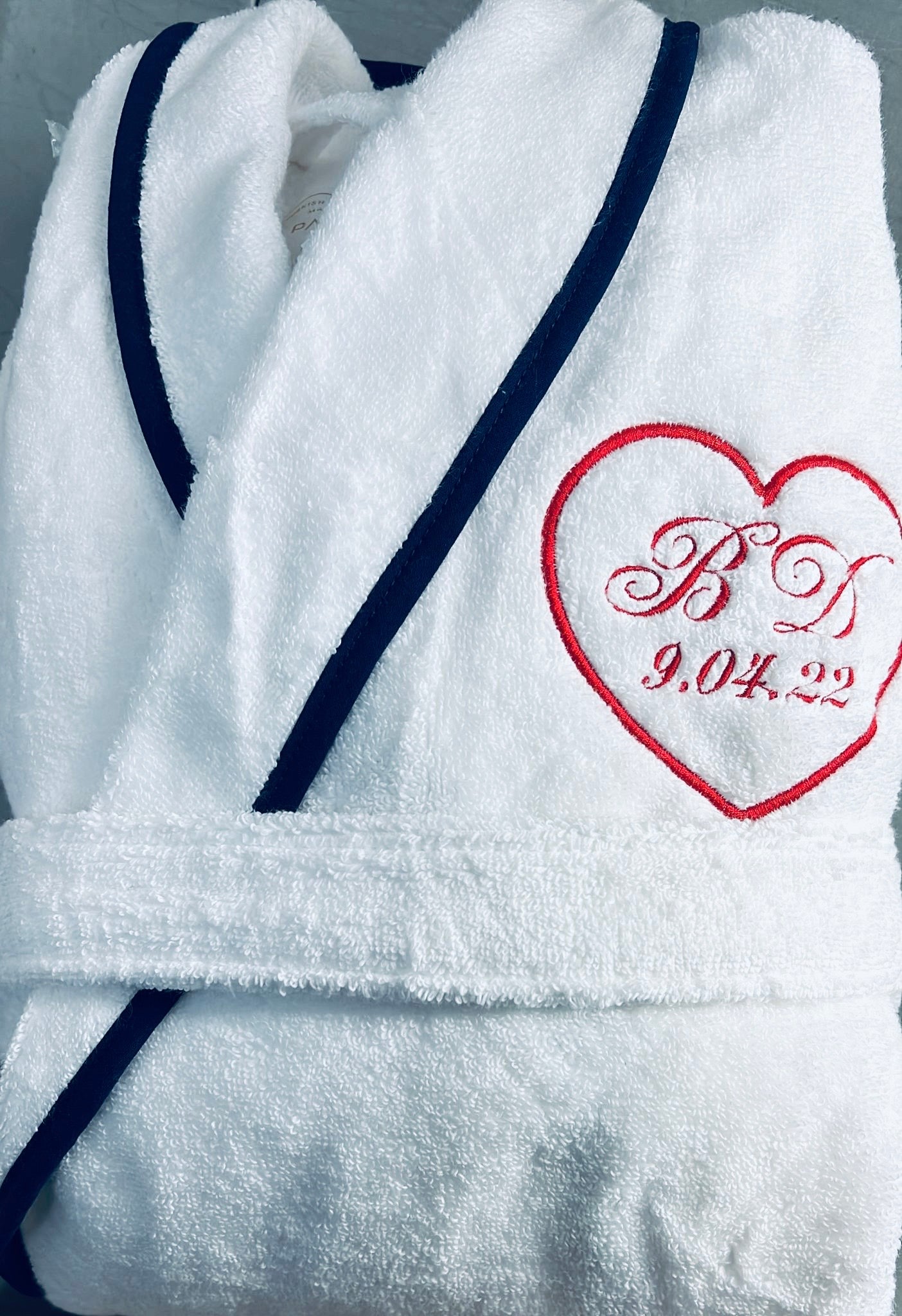 Turkish Personalized Plush Robe with Piping, Made in Turkey