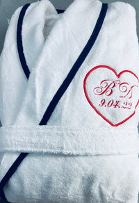 Turkish Personalized Plush Robe with Piping, Made in Turkey