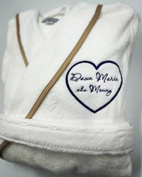Turkish Personalized Plush Robe with Piping, Made in Turkey