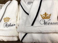 Turkish Personalized Plush Robe with Piping, Made in Turkey