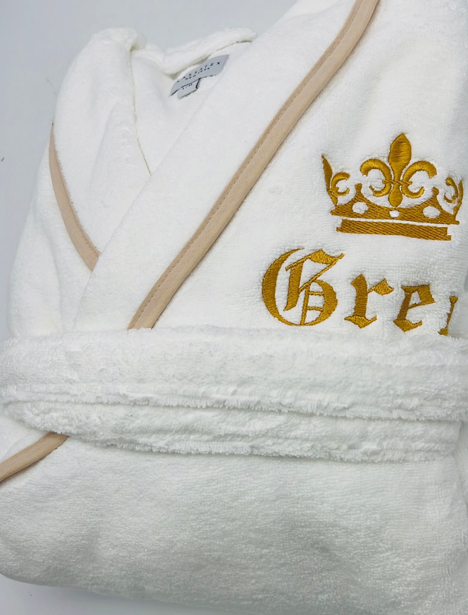 Turkish Personalized Plush Robe with Piping, Made in Turkey