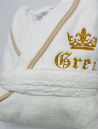 Turkish Personalized Plush Robe with Piping, Made in Turkey